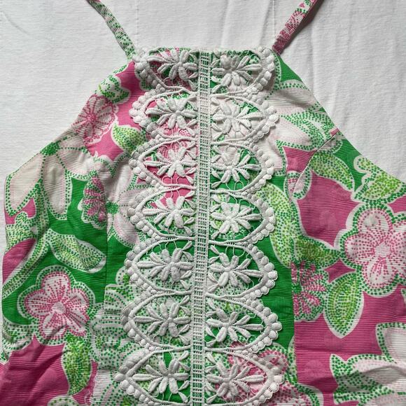 Lilly Pulitzer Pink and Green Floral Halter Top Size 4 Women's - Picture 3 of 6